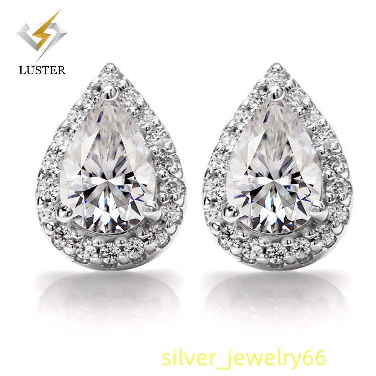Ready to Ship Moissanite Diamond Jewelry VVS 0.5 Carat FancyPear Cut Moissanite Stud Earrings for Sale