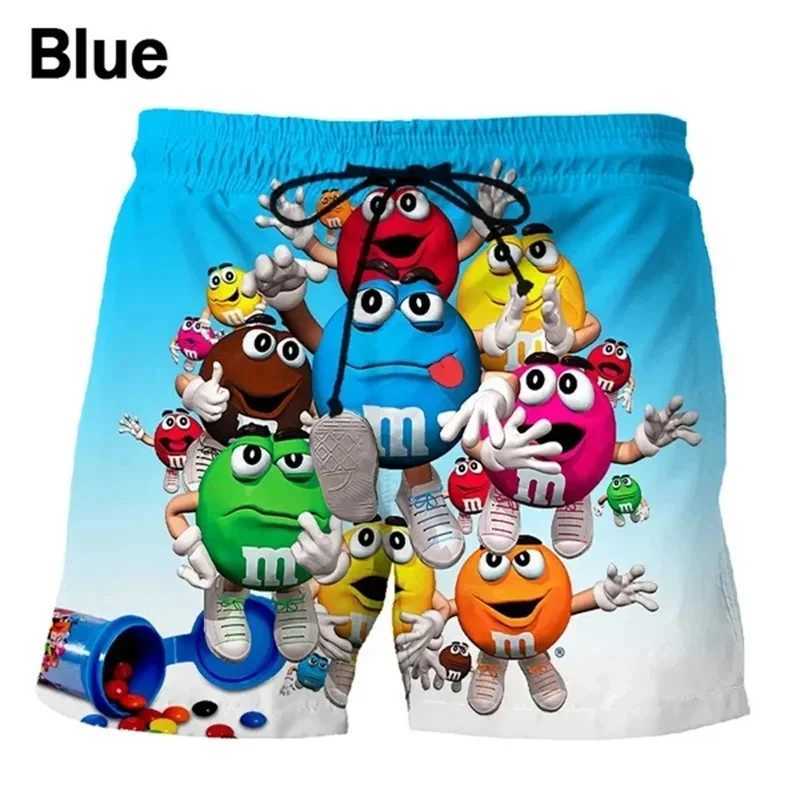 Interesting M M Chocolate Bean Beach Shorts for Men 3D Printed M M Board Shorts Summer Quick drying Sports Shorts W250219