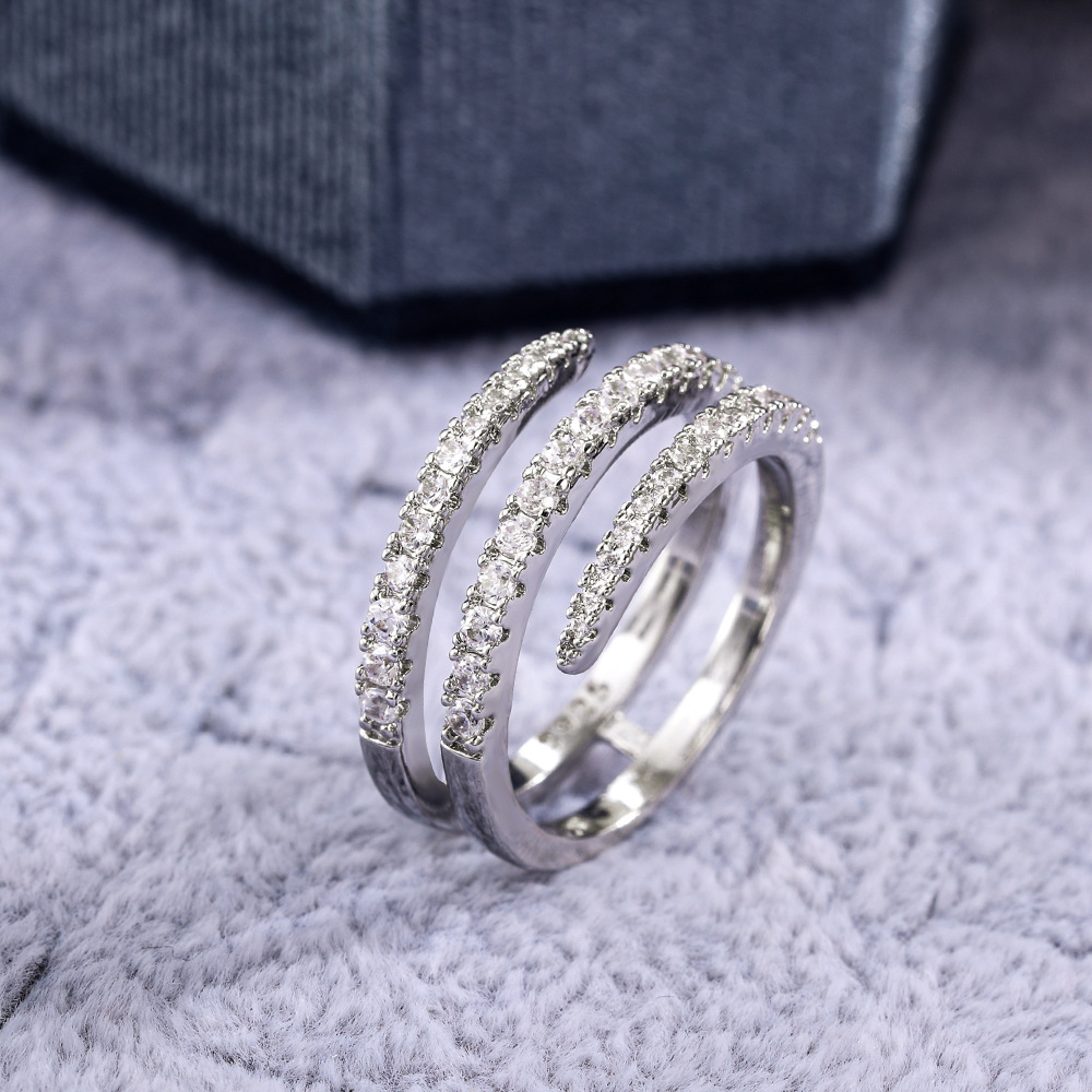 Diamond Ring Women 925 Silver Surround Crystal Ring White Gold Micro-paved Solitaire Ring Fashion Jewelry
