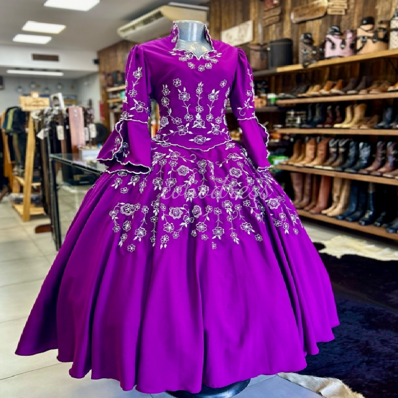 Carnival Women's Purple Evening Dress 2025 Civil War Steampunk Prom Dress Embroidery Flamenco Formal Occasion Party Robe De Mariee Long Sleeve Ve