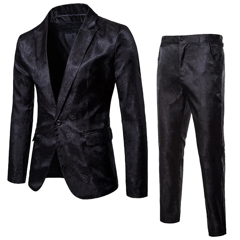 High Quality Mens Classic Jacquard Suit Set 2pieces Blazerpants Fashion Business Slim Social Ball Tailcoat Size S-3XL 250213
