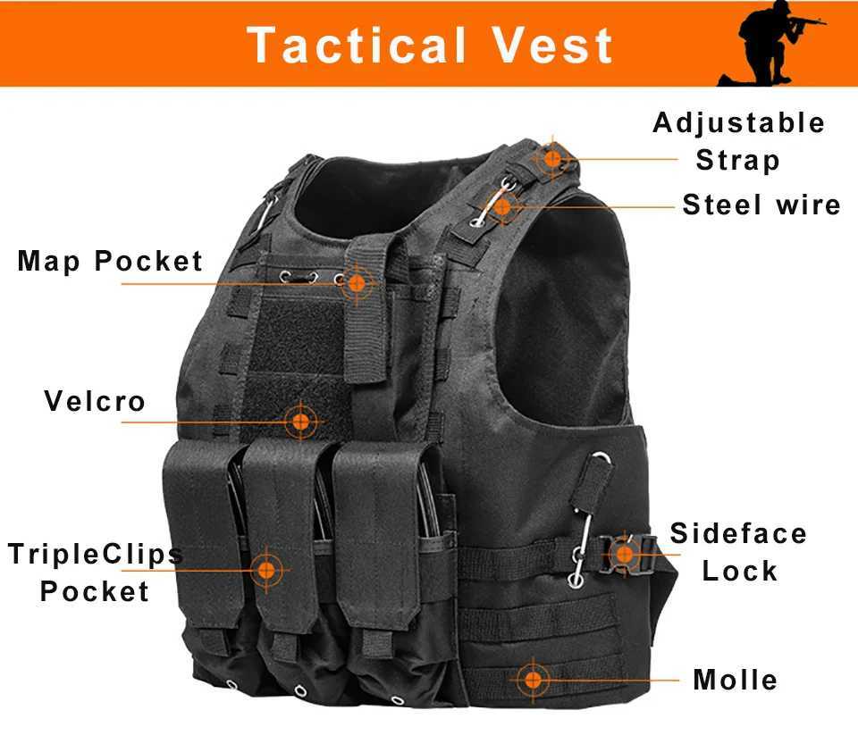 Airsoft Military Gear Tactical Vest Molle Combat Assault Plate Carrier Tactical Vest 10 Colors CS Outdoor Clothing Hunting VestXJ250219