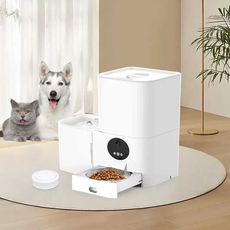 Dog Feeders 2-in-1 Durable Smart Wi-Fi Electric Pet Feeder 5L Automatic Cat Dog Water Dispenser Small Size Pet Bowls Feeders Battery H250218