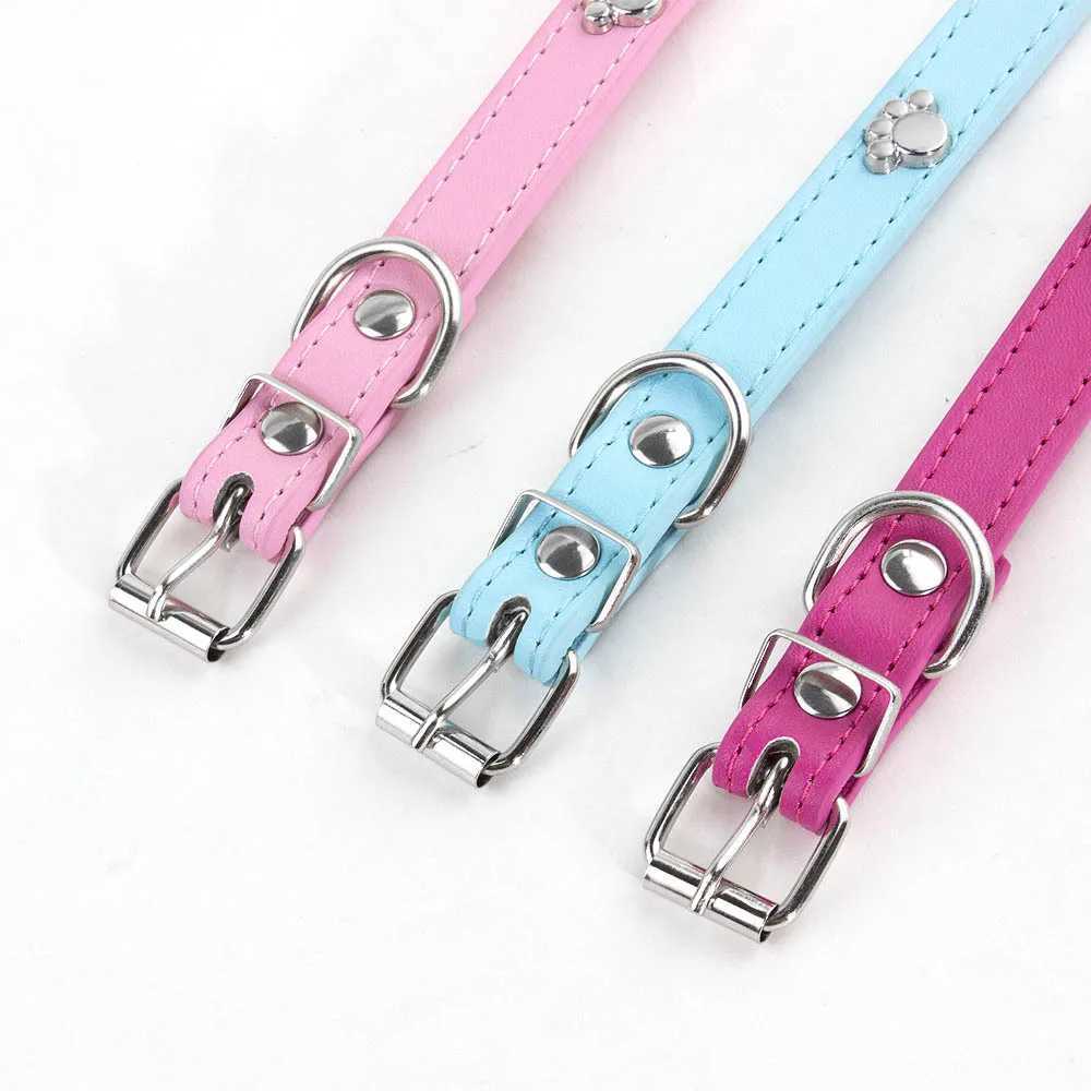 Paw Leather Durable Pet Dog Collars Puppy Pug Collars for Small Large Dog Chihuahua Cat Accessories Pet Collar for Small Dogs W250219