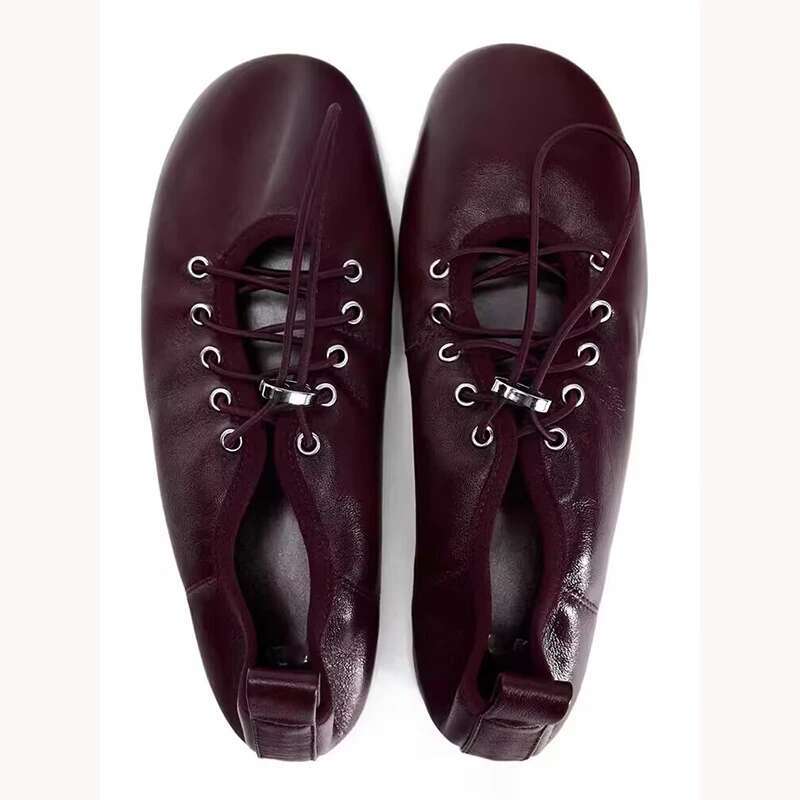 Fashion round toe lace up women ballet flats casual pumps