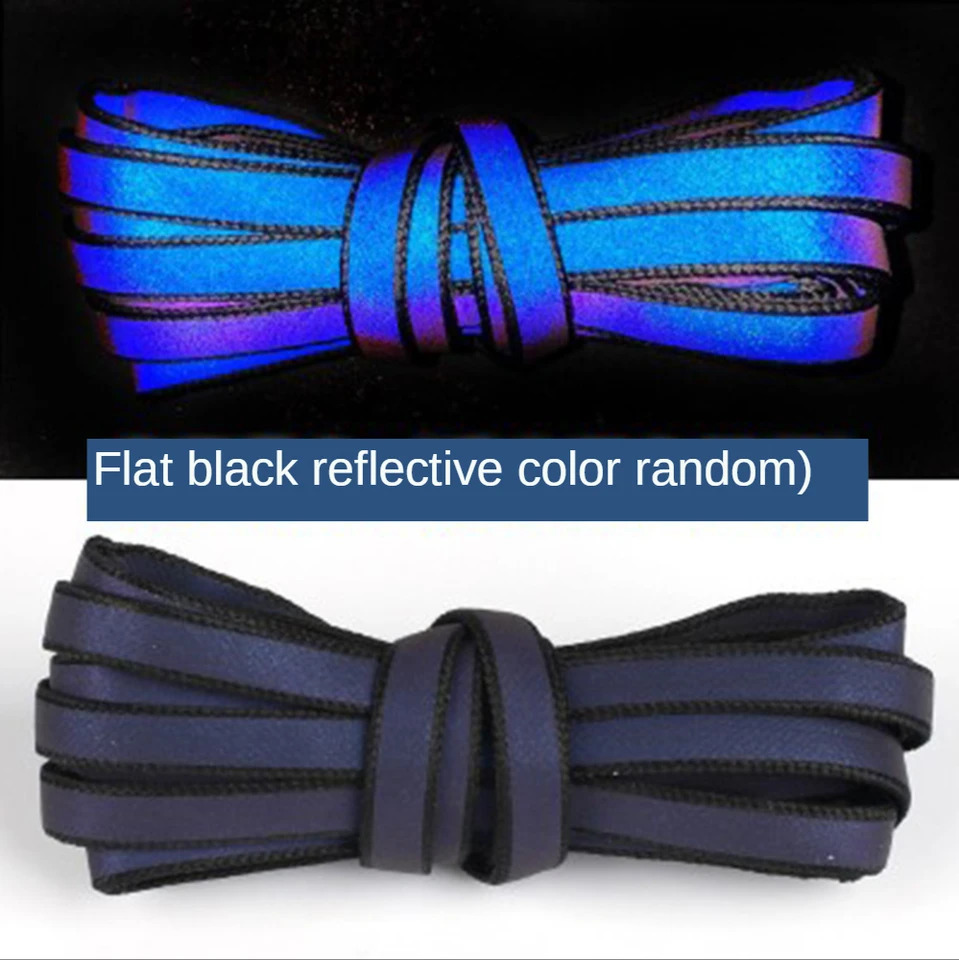 1 Pair 120cm 140cm 160cm Flat Laces Reflective Shoelaces Running Shoes Lace Safety Luminous Glowing for Women Men 250219