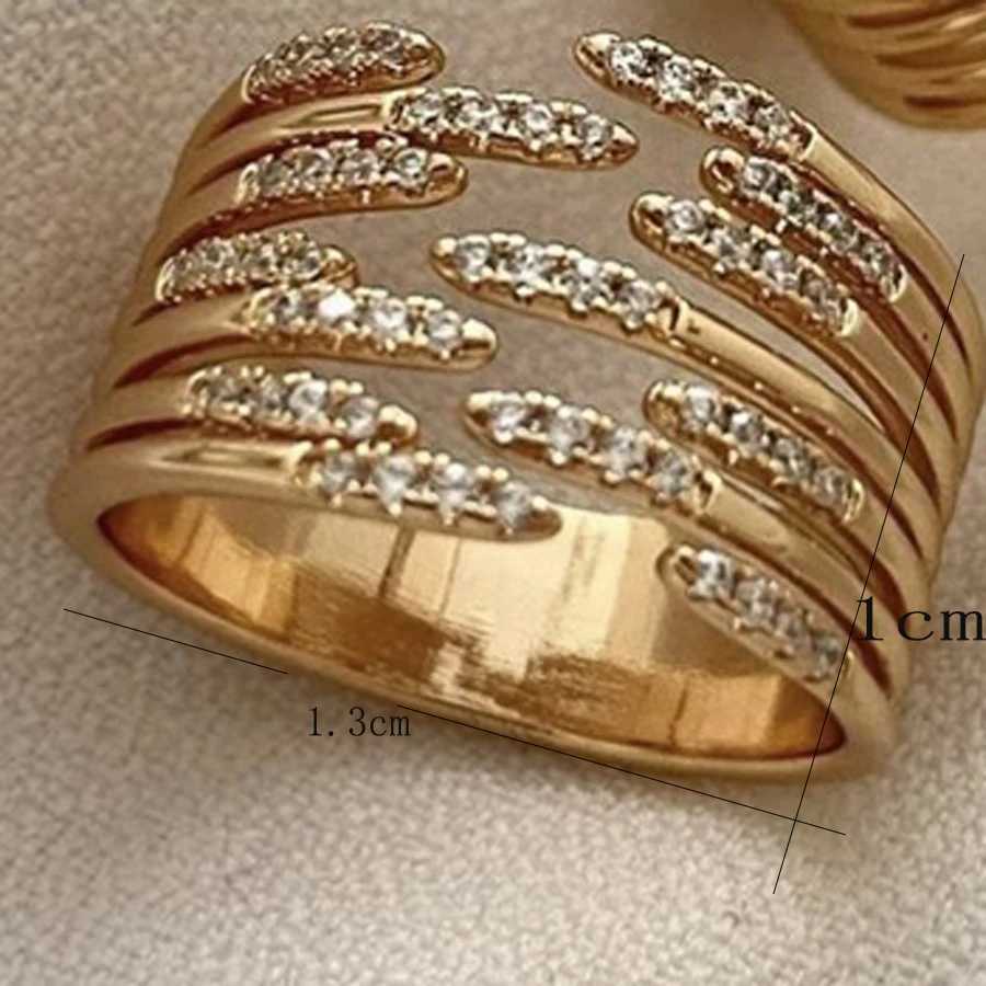 Zircon Double Crossed Shape Rings For Women Gold Plated Stainless Steel Cross Ring Luxury Wedding Couple Rings Aesthetic JewerlyXJ250219