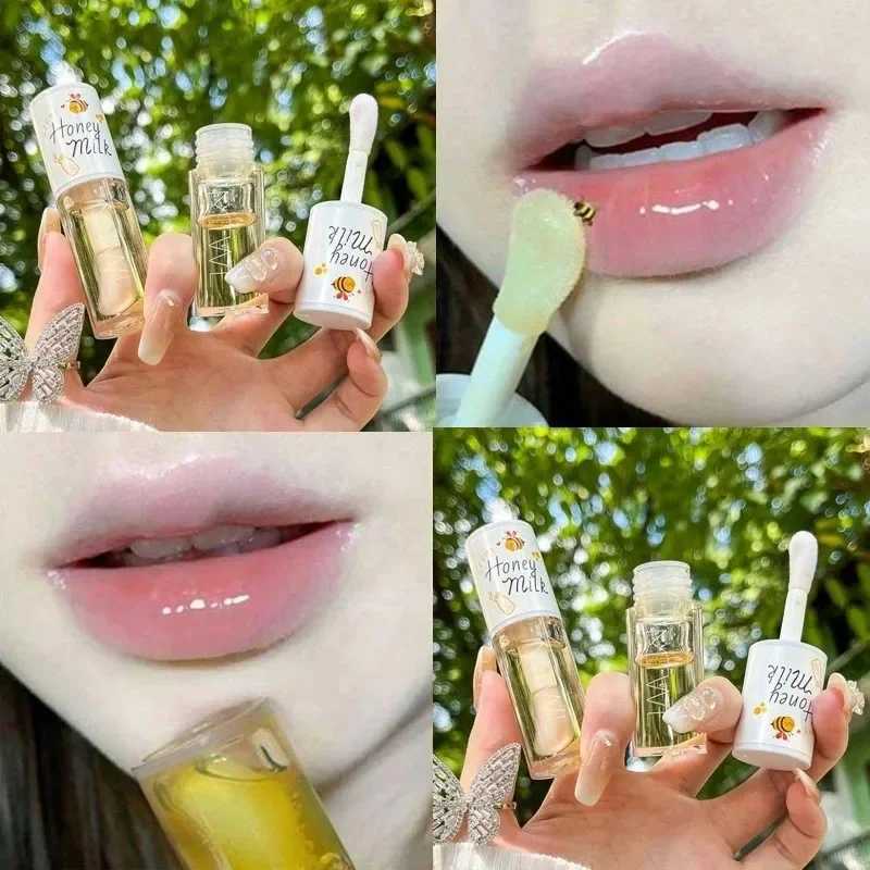 Lip Oil Peach Milk Honey Moisturizing Lip Gloss Fades Lip Lines Water Light Waterproof Long-lasting Cute Makeup Durable GadgetsW250219