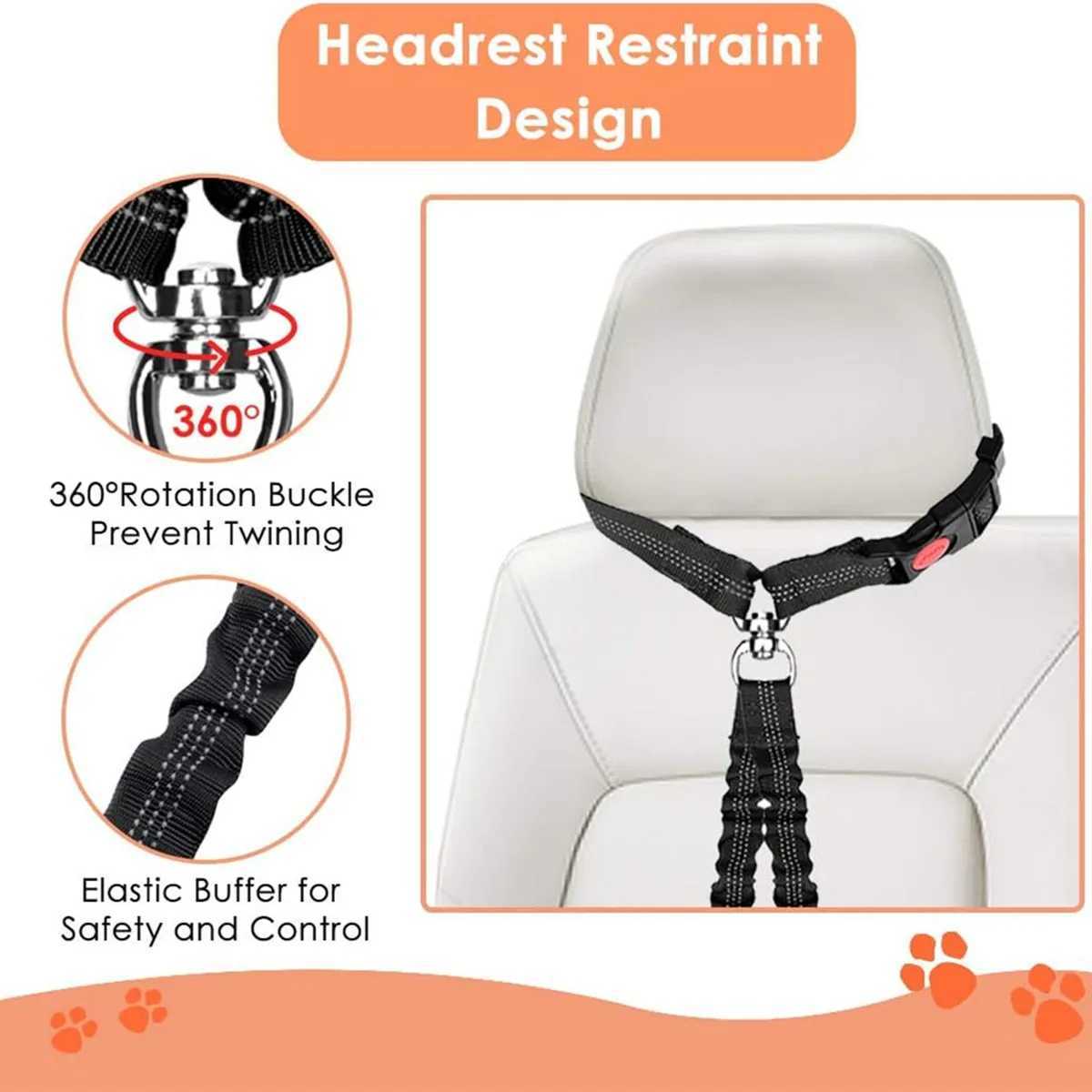 2 Dogs Seat Belt New Dual Pet Car Headrest Restraint Safety No Tangle Dog Leash Duty Adjust Elastic Connect in Vehicle TravelXJ250218