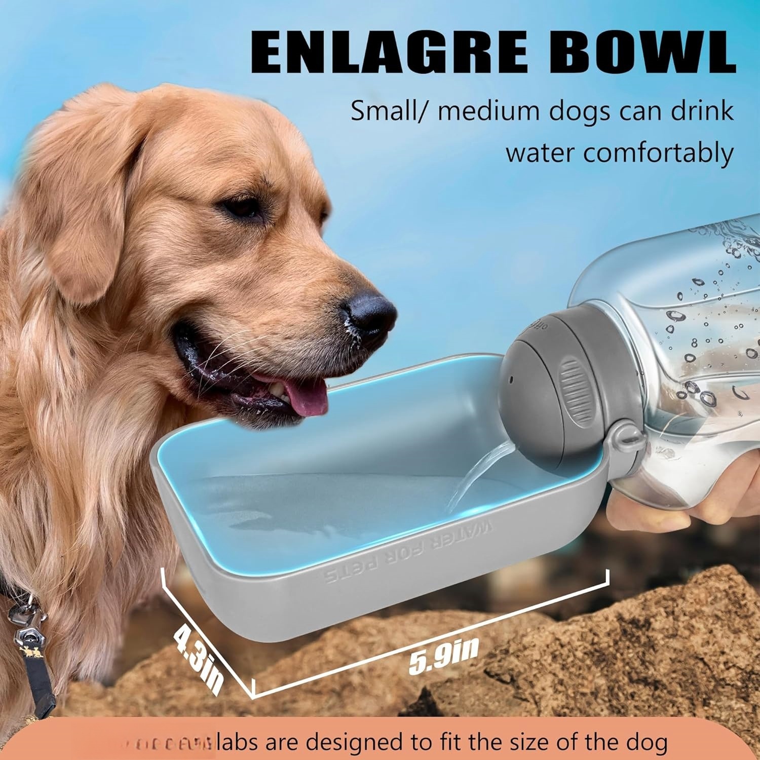 Leak-Proof Portable Dog Water Bottle - 50oz & 34oz Options with Detachable Drink Bowl for Outdoors