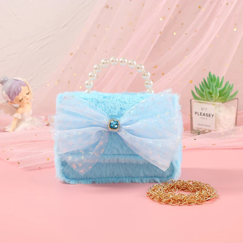 Plush Bag for Children Warm Bow Lovely Girl Princess Birthday Gift Pink White Change Straddle Backpack 250219