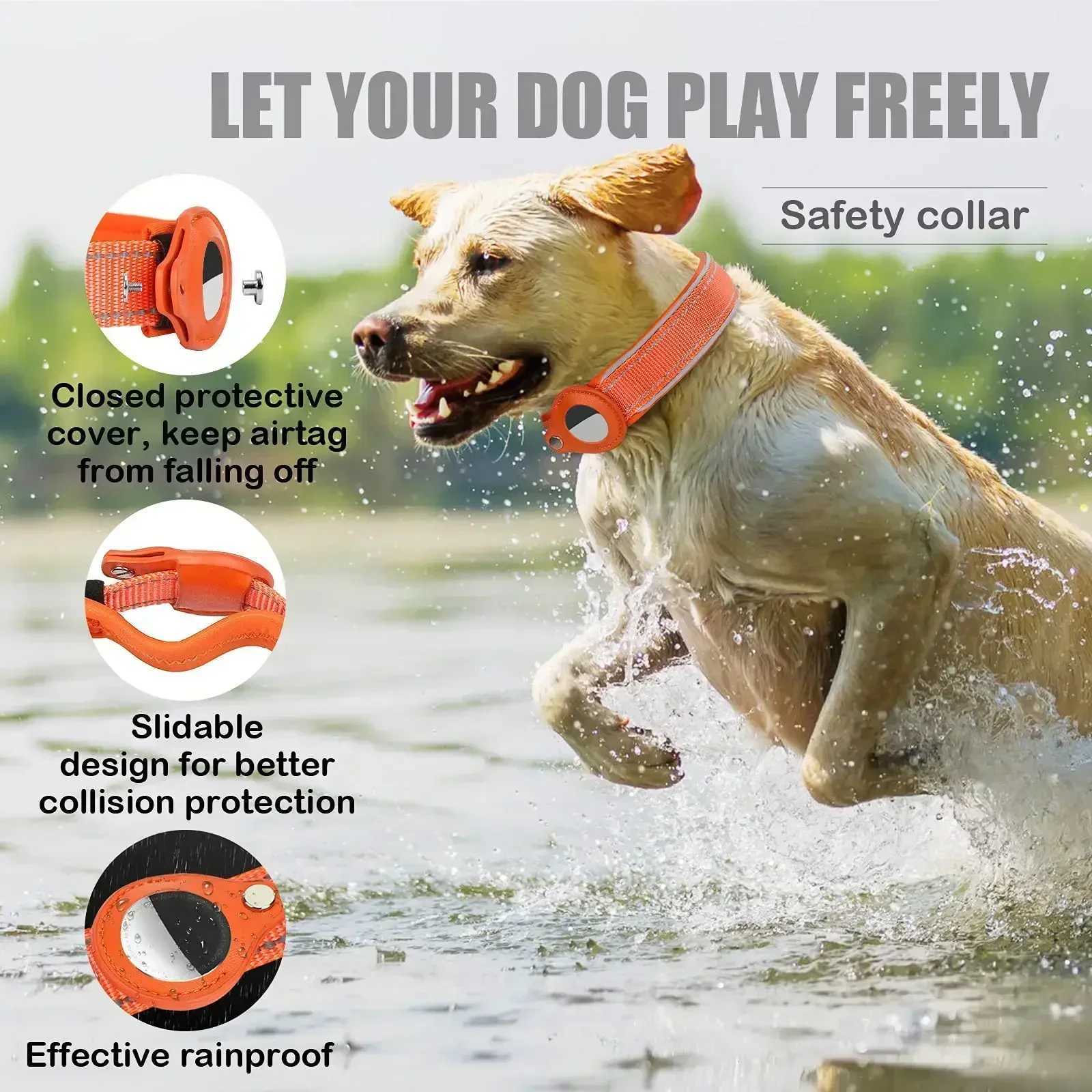 Anti-Lost Dog Collar Waterproof Airtag Protective Case Reflective Pet Necklace for French Bulldog Pitbull Large Dog Accesories 250205