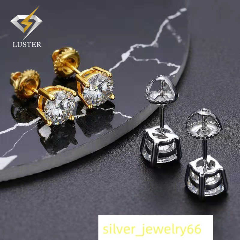 D VVS1 3mm 4mm 5mm 6mm 6.5mm 8mm Screw Back Sterling Silver 925 Jewelry Moissnaite Earring