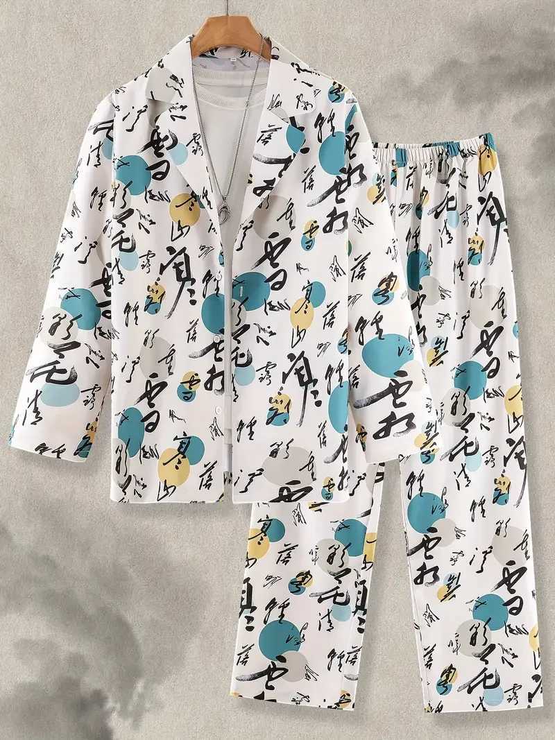 Long Sleeve Shirt Set Mens Geometric 3D Printed Button-up Shirt And Pants Set Mens And Womens Stylish Casual Simple SuitXJ250218