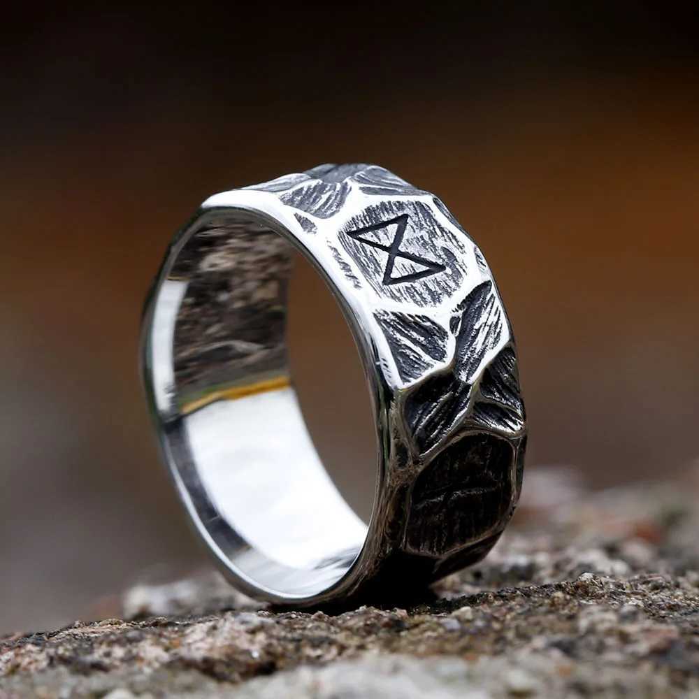 2023 NEW Vintage 316L Stainless Steel Viking rune Ring for Men steel Amulet retro fashion Jewelry FOR GIFT free shippingXJ250219