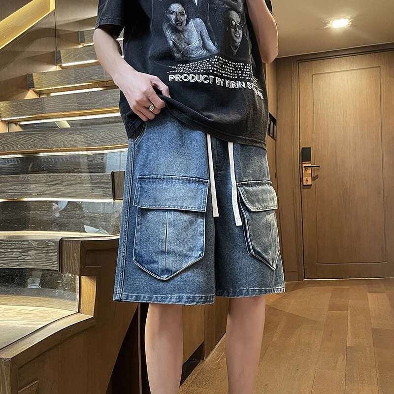 Men's New Multi Pocket Designer Denim Shorts Casual And Fashionable Denim Shorts Outdoor Sports Elastic Washed Straight Leg Work Pants Denim Shor
