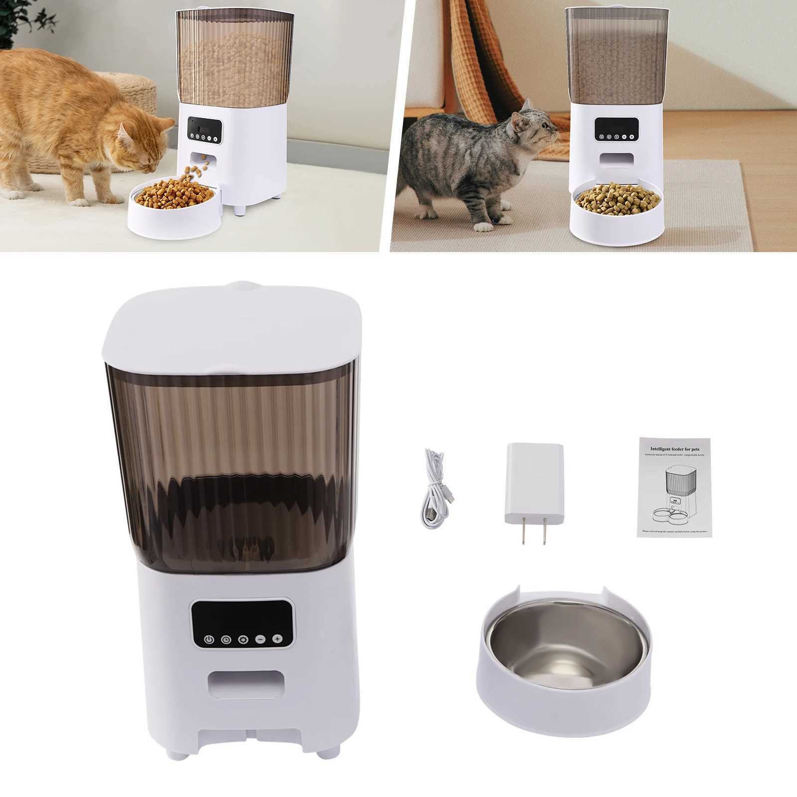 Dog Feeders 5l Automatic Feeder Dog and Cat Food Bowl Large Capacity Pet Food Storage Dispenser Container Small Dog and Pet Accessories H250218