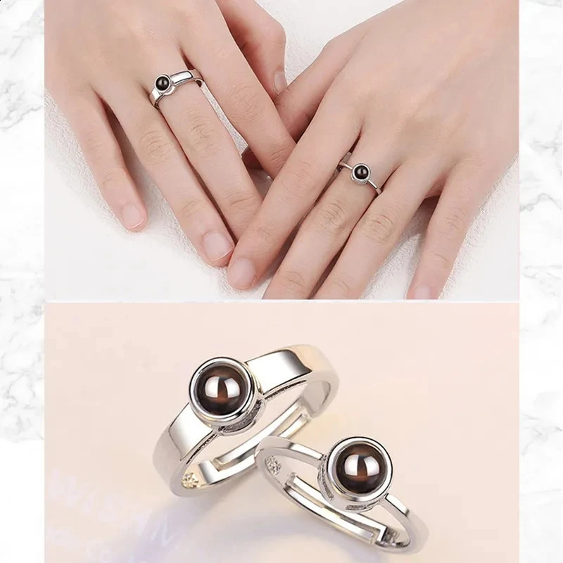 2pc Personalized Custom Po Projection Rings For Women Men Couples Ring Gifts For Her Valentines Day Gifts Memorial Jewelry 250214