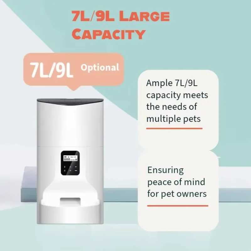 Dog Feeders Smart Feeder 9L with Timed Automatic Food Dispenser Cat Food and Dog Food Storage Remote Setting and Video Smart Feeder H250218
