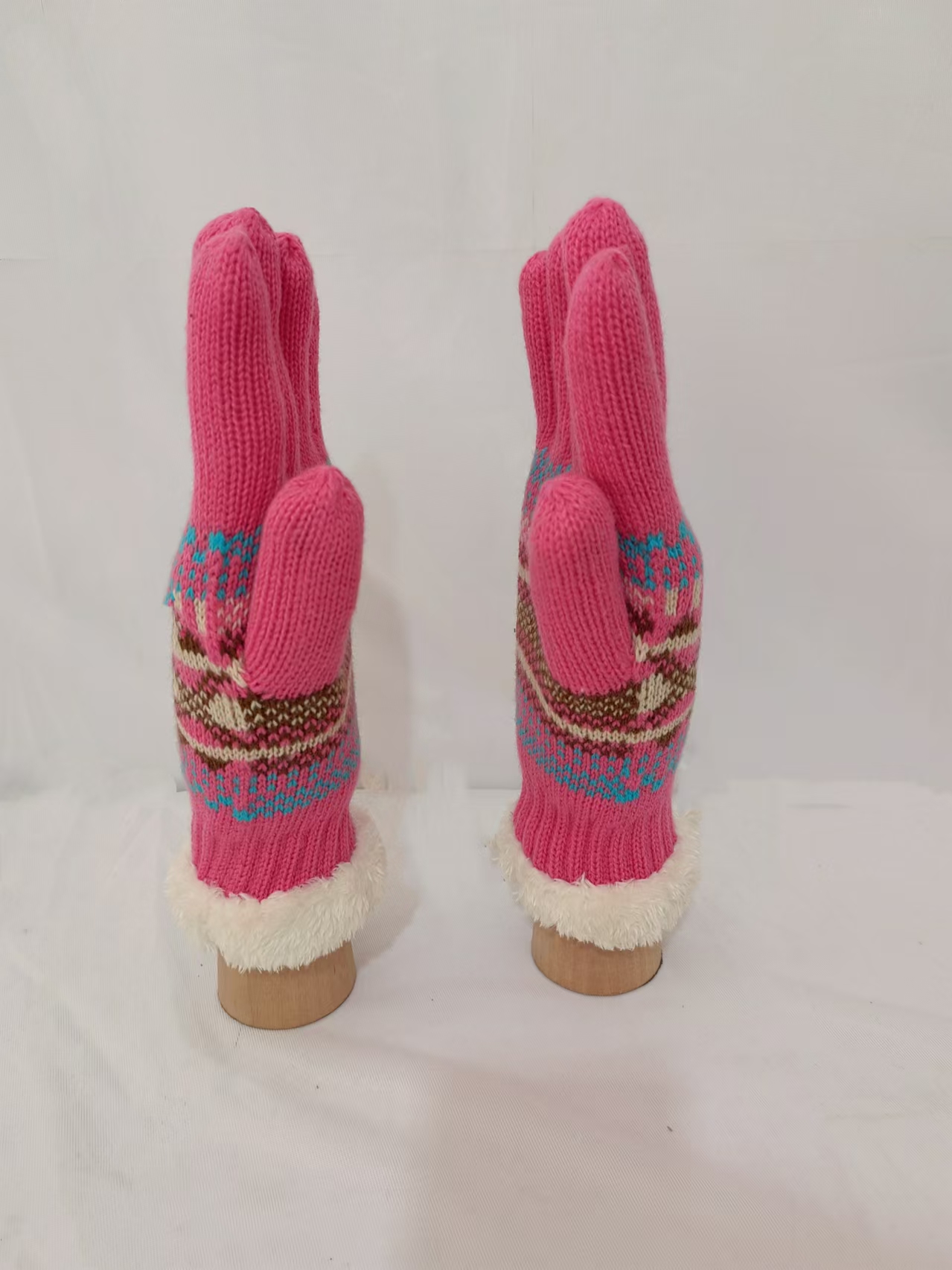 Women's winter padded outflap jacquard warm acrylic knitted gloves XYS006