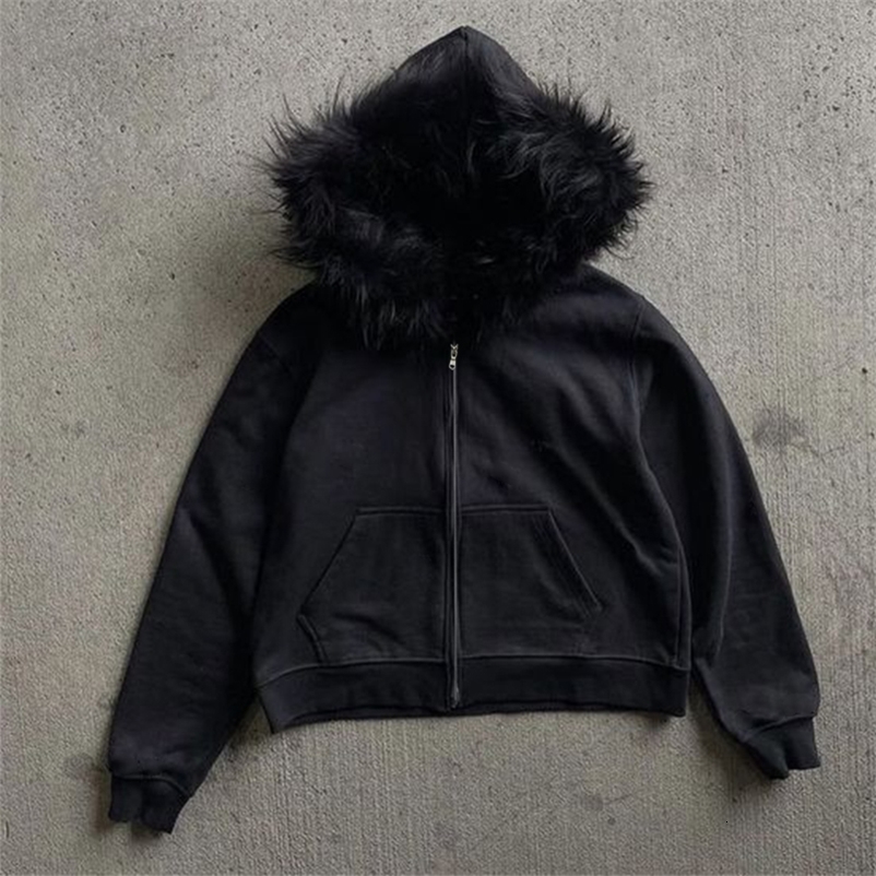 Gothic punk hip-hop rock womens mens fall winter sweatshirts casual loose versatile cardigan hoodie Y2K Harajuku retro clothes 250218