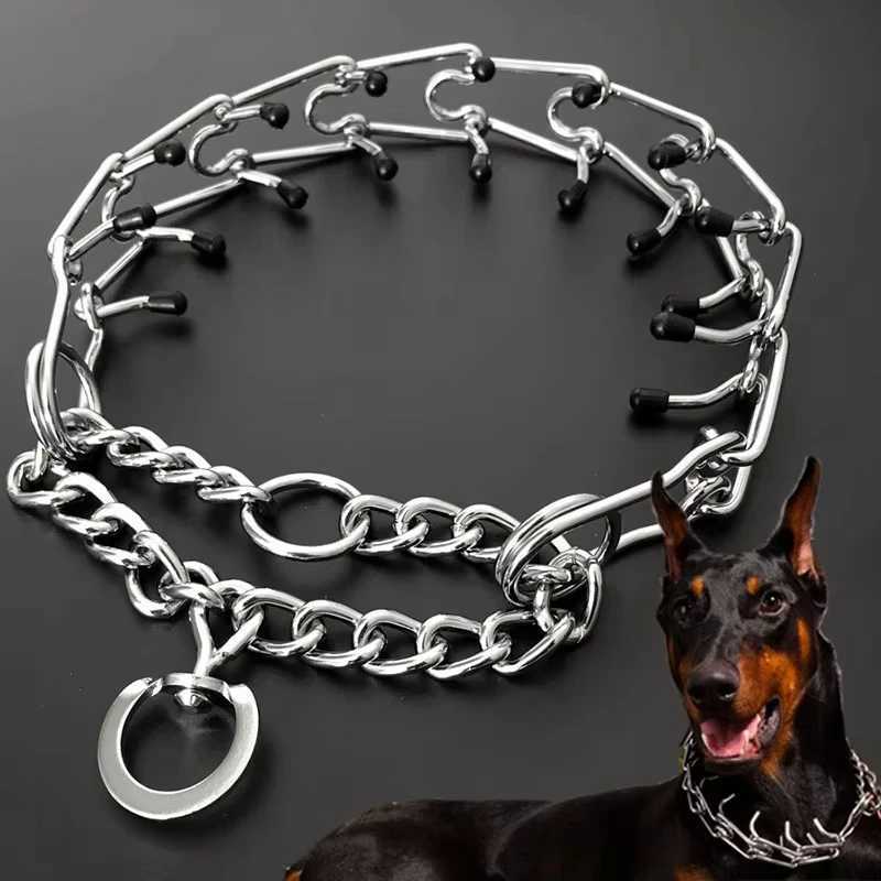Effective Pinch Dog Training Collar With Comfort Rubber Tips Safe Adjustable Detachable Stainless Steel Pet Prong Choke CollarXJ250218