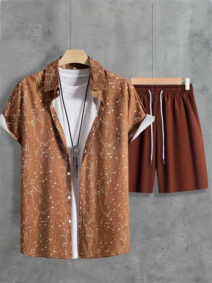 Mens Beachwear Two Piece Set Quick Dry Hawaiian Shirt And Shorts Set Mens Fashion Clothing 3D Printed Casual y2k Daily WearXJ250218