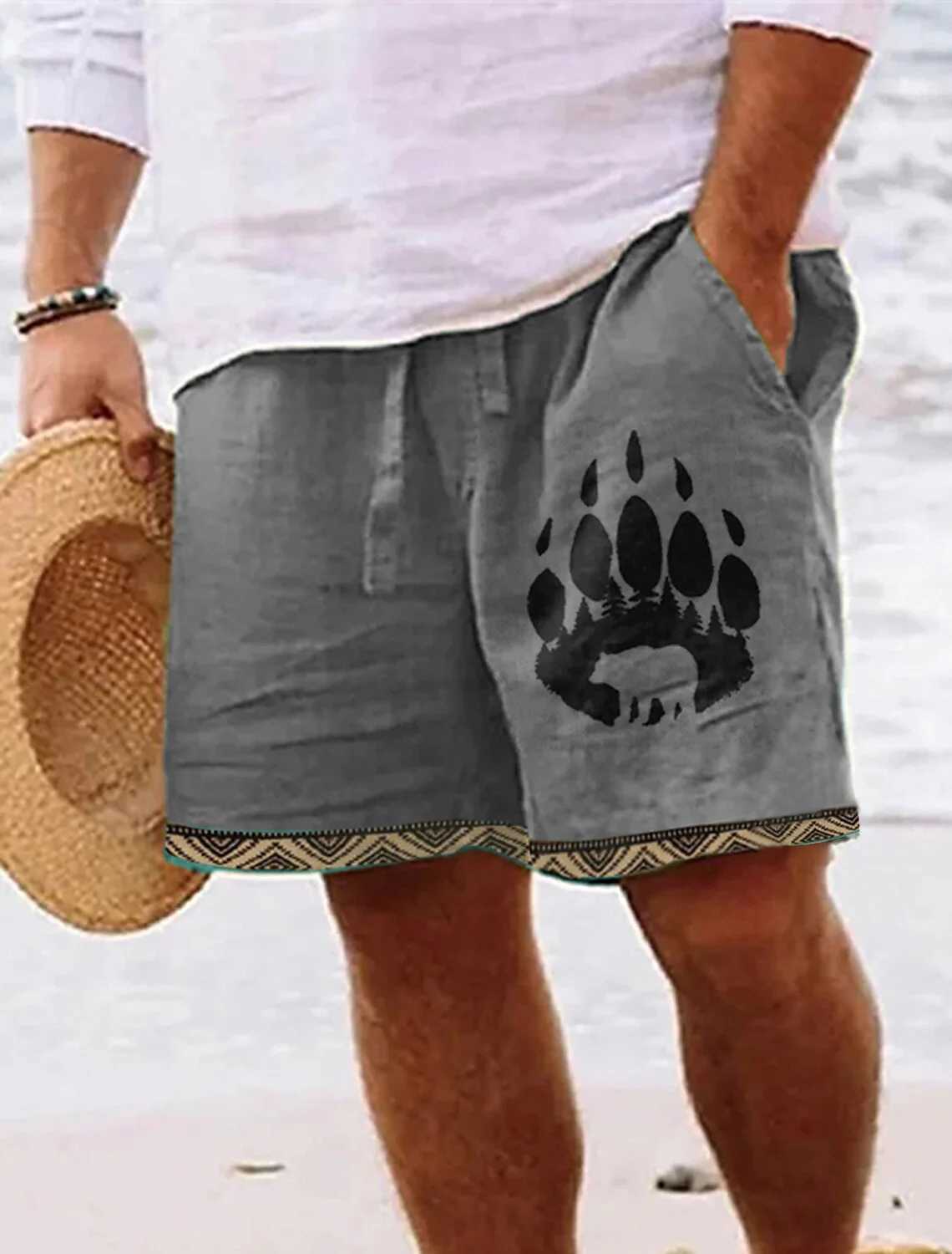 2024 New Mens Retro Bear Paw 3D Printed Shorts Mens Summer Breathable Retro Shorts Fitness Street Shorts Mens Clothing Mens W250219