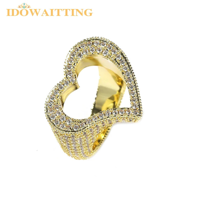 Full Micro Paved CZ Hollow Heart Ring High Quality Iced Out Bling Cubic Zirconia For Women Girlfriend Valentines Finger Jewelry 250218
