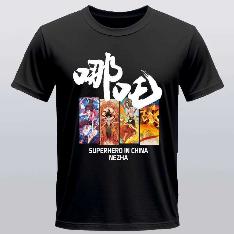 Movie T-shirt Nezha Superhero Printed Graphic Mens and Womens Cotton Casual Shirt Short Sleeve M250218