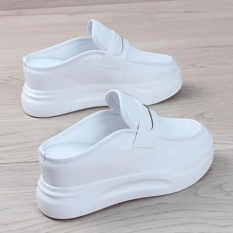 Spring/Summer Thick soled External Sandals 8CM Mule Shoes Womens Flat Shoes Womens Slippers Womens Slippers 250213