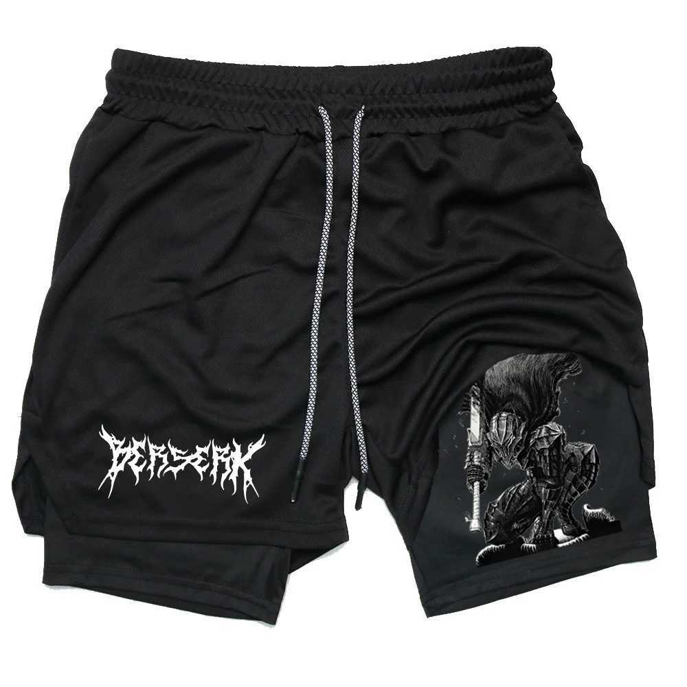 Mens printed shorts fake two-piece double-layer fast drying gym casual exercise jogging shorts M-3XL W250219