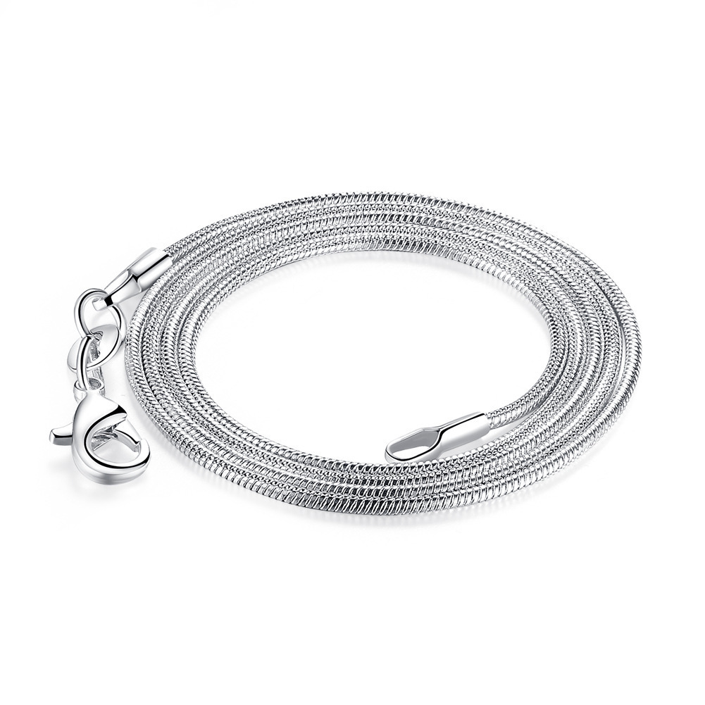Designer necklace;Elegant 925 Sterling Silver Snake-Pattern Necklace | 1mm Thickness | Suitable for Both Men and Women