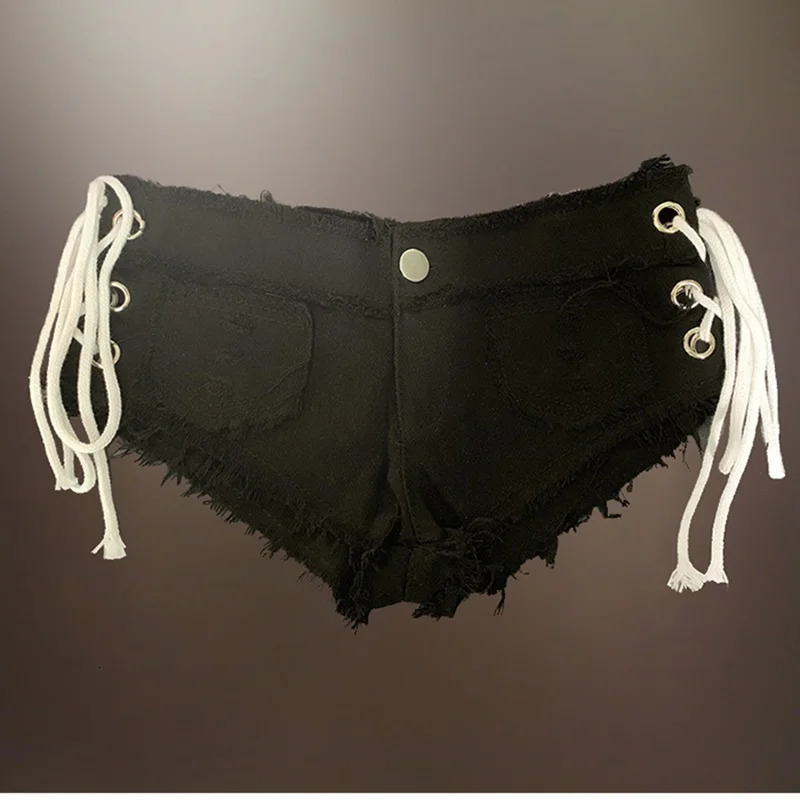 Sexy WomenS Crystal Shorts Jeans Denim Micro Mini Jean Ultra Low Rise Waist Summer Clubwear Pole Dance OS254 250217
