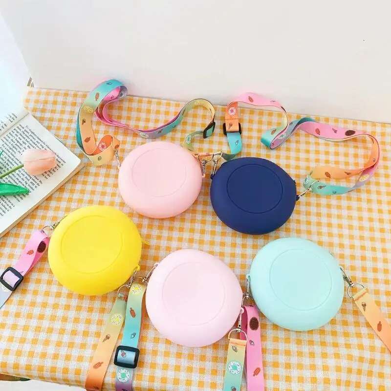 Ddmyshoesvip Girls Donut Crossbody Cute Shoulder Bag Children Silicone Mini Coin Purse Wallets Kids Cartoon Rainbow Messenger Handbags