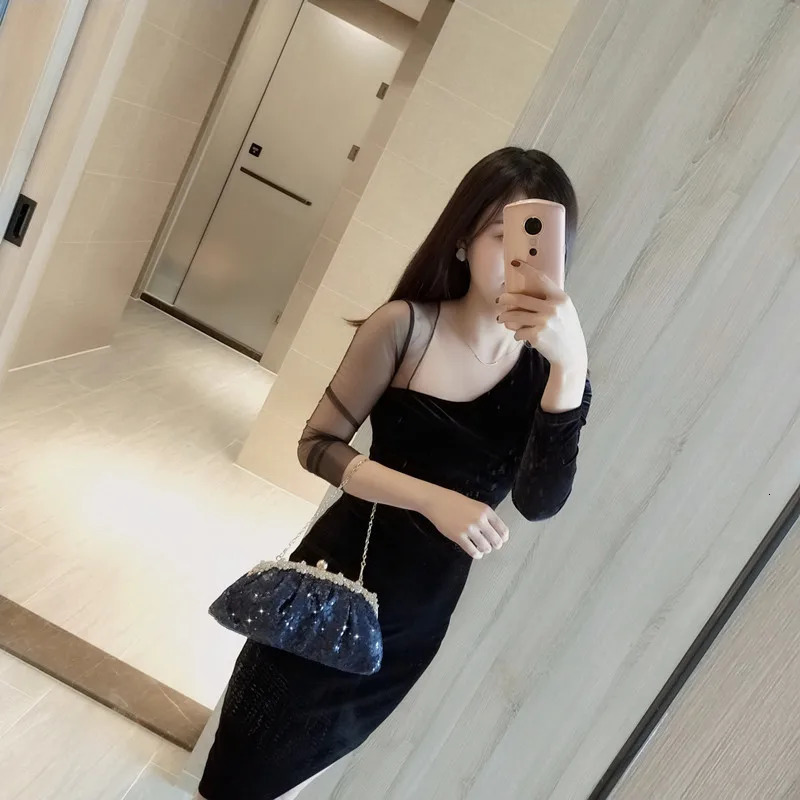 Womens Shiny Bag Purses and Handbags Sequins y ner Small Box Clutch Wedding Chains Shoulder Female ZD02 250218