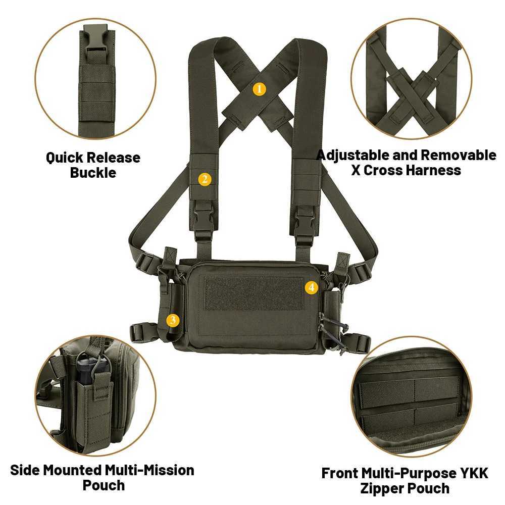 KRYDEX Tactical D3CR Chest Rig Vest with D3 Flatpack Backpack Bag Rifle Pistol Mag Pouch Hunting Airsoft Accessory Ranger GreenXJ250219
