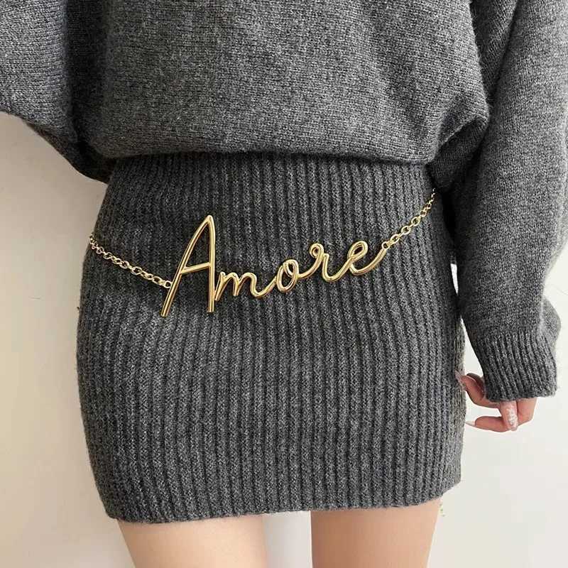 Minimum Charm Retro Elegant Gold Plated Letter Waist Chain For Women Girls Metal Daily Autumn And Winter Jewelry Accories W250218