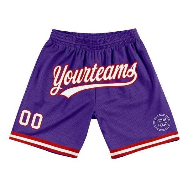 Men's Shorts Custom Purple White-Pink Authentic Throwback Basketball Shorts 3D All Over Printed Mens Shorts Quick Drying Beach Shorts z250219