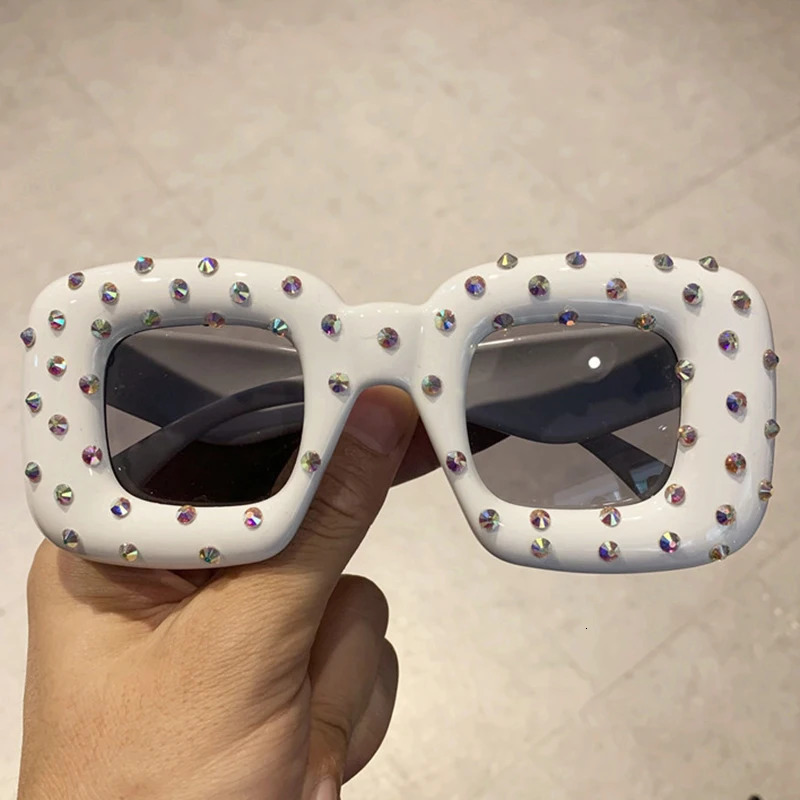 Fashion Crazy Squared Women Diamond Sunglasses Colorful Cute Party Eyewear 250218