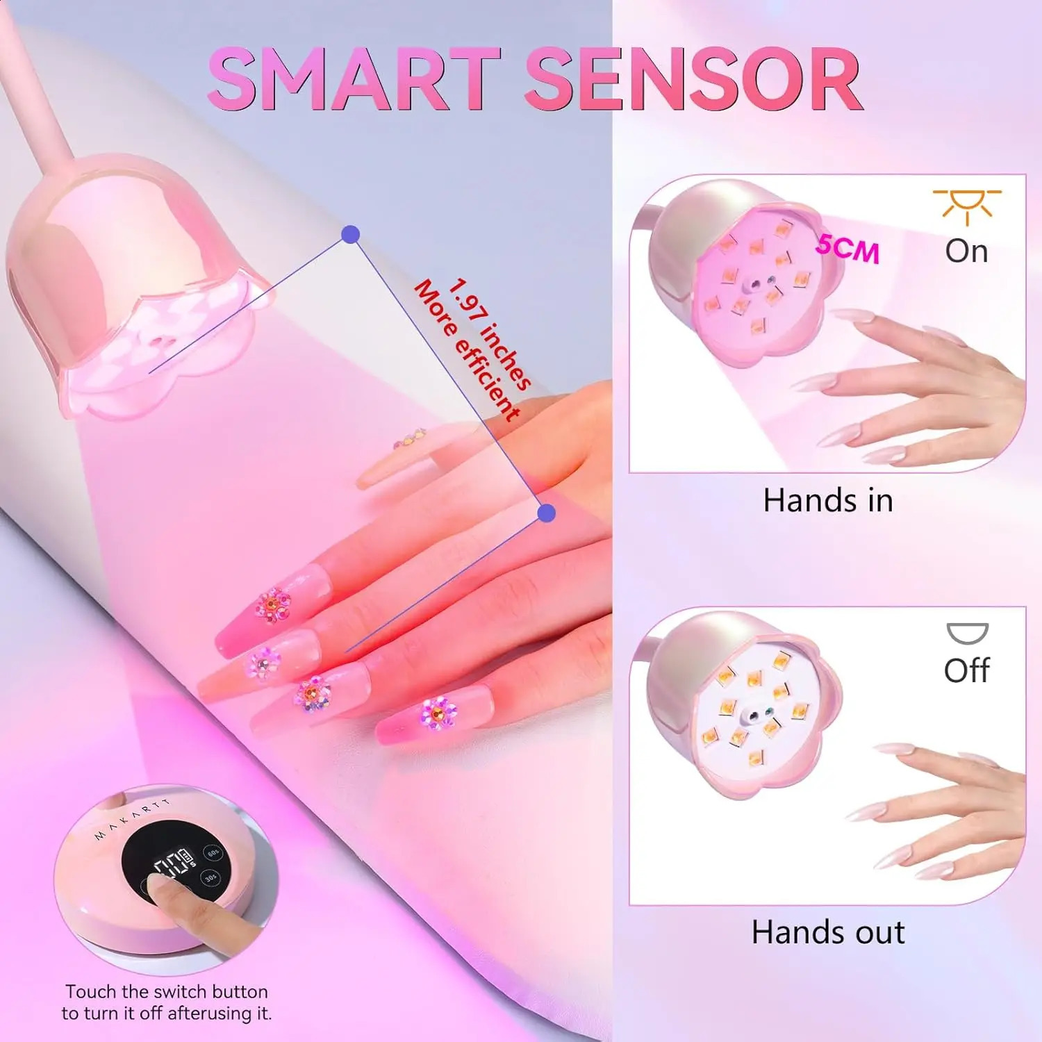 Makartt UV LED Nail Lamp Rechargeable Mini UV Light for Gel Nails Polish Fast Curing Goosenecks UV Lamp 10W Equitment Manicure 250214