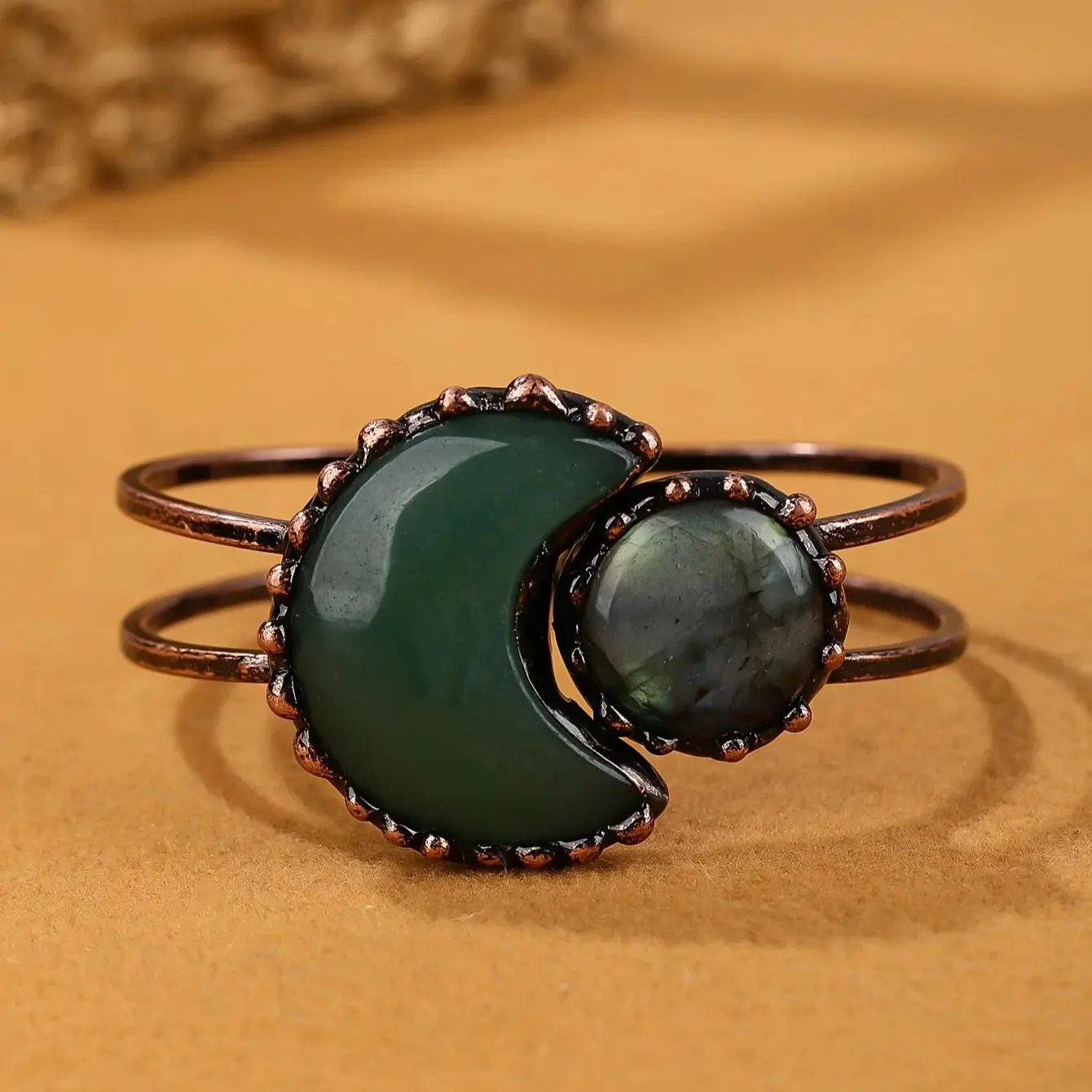 YEEVAA Colorful Natural Stone Open Bangle Bracelet Vintage Style Black Color Hand Perfect Gift Idea 250213