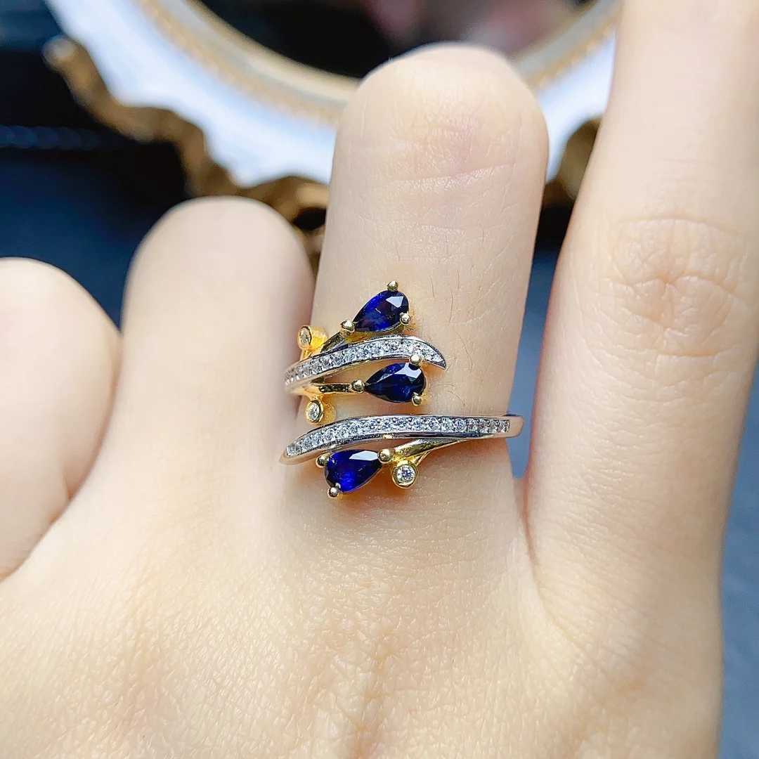 FS 3*5mm Natural Sapphire Ring S925 Sterling Silver With Certificate Fashion Fine Charm Weddings Jewelry for Women MeiBaPJXJ250219
