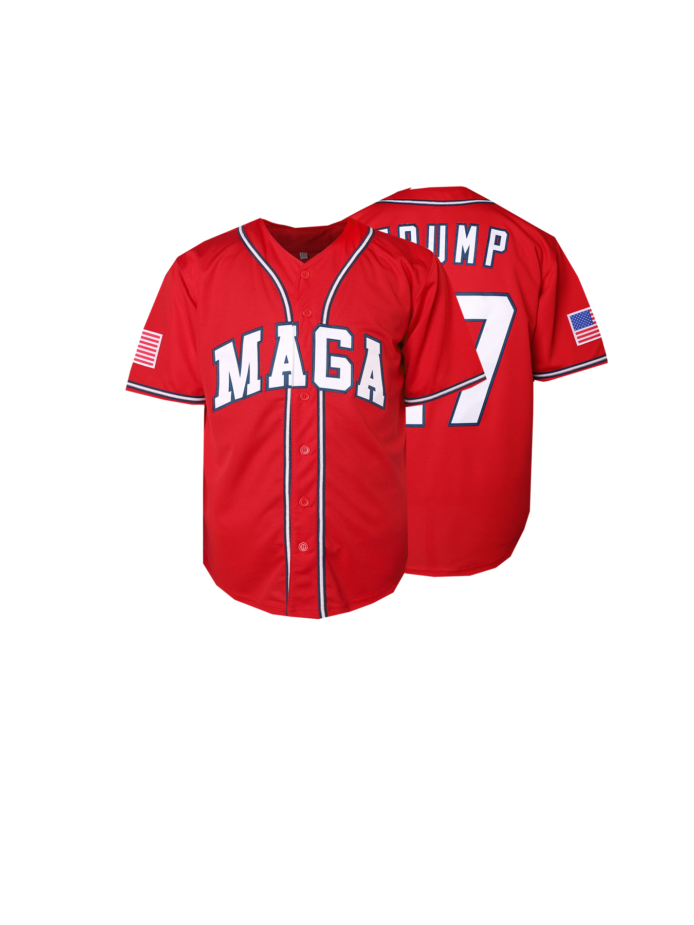 47 Trump Red Maga Baseball Jersey For Daily Casual&Sports Wear Men Size S-XXXL