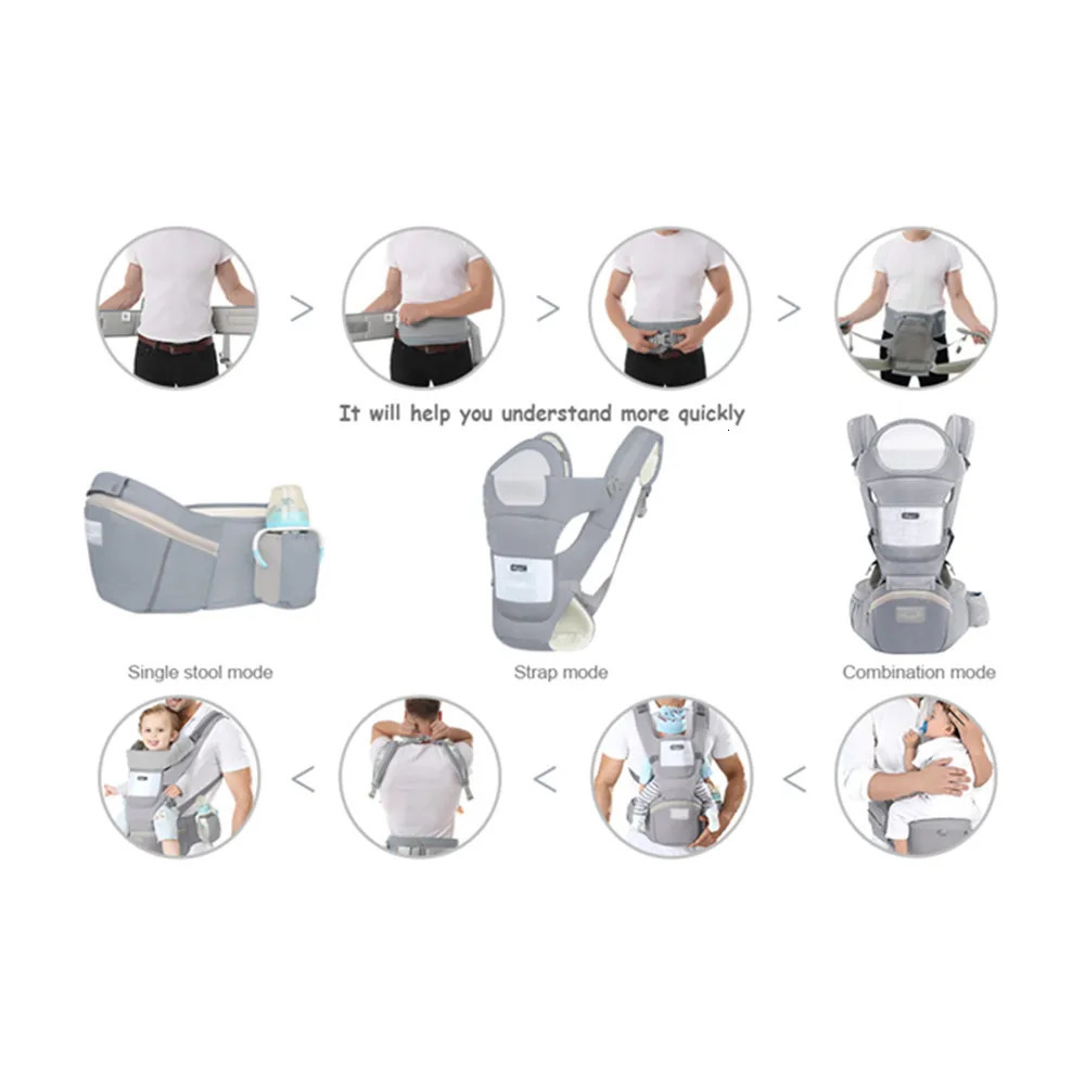 Cotton Baby Ergonomic Infant Waist Stool born To Toddler Multi-use Before and After Kangaroo Bag Accessories 250219