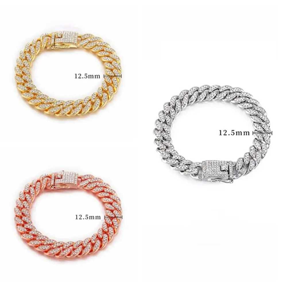 Pet Dog Collar Jewelry Metal Material Diamond 12.5mm Width Collar Bulldog Perforated Dog Collar Accessories W250219