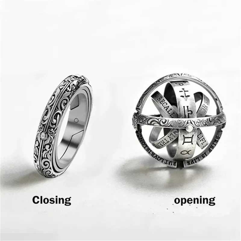 Metamorphic Astronomical Ball Ring for Men and Women Reversed Metamorphic Cosmic Ball Ring Retro Style Couple Necklace JewelryXJ250219