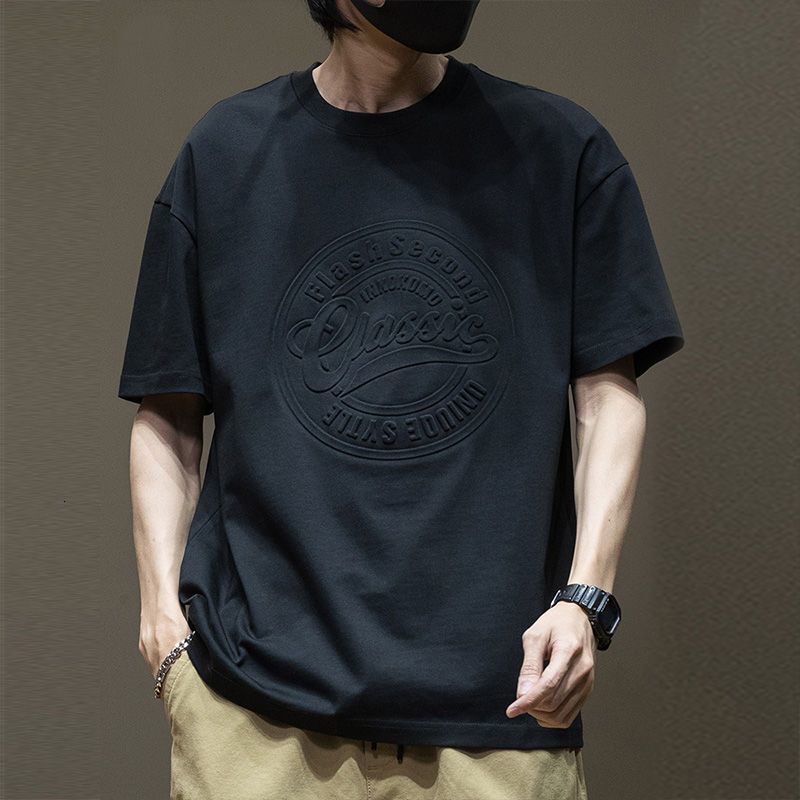 Black Short Sleeved Personalized Print High-end Summer New Trend Designer T-shirt Loose Casual Oversized Men's Half Sleeved T-shirt