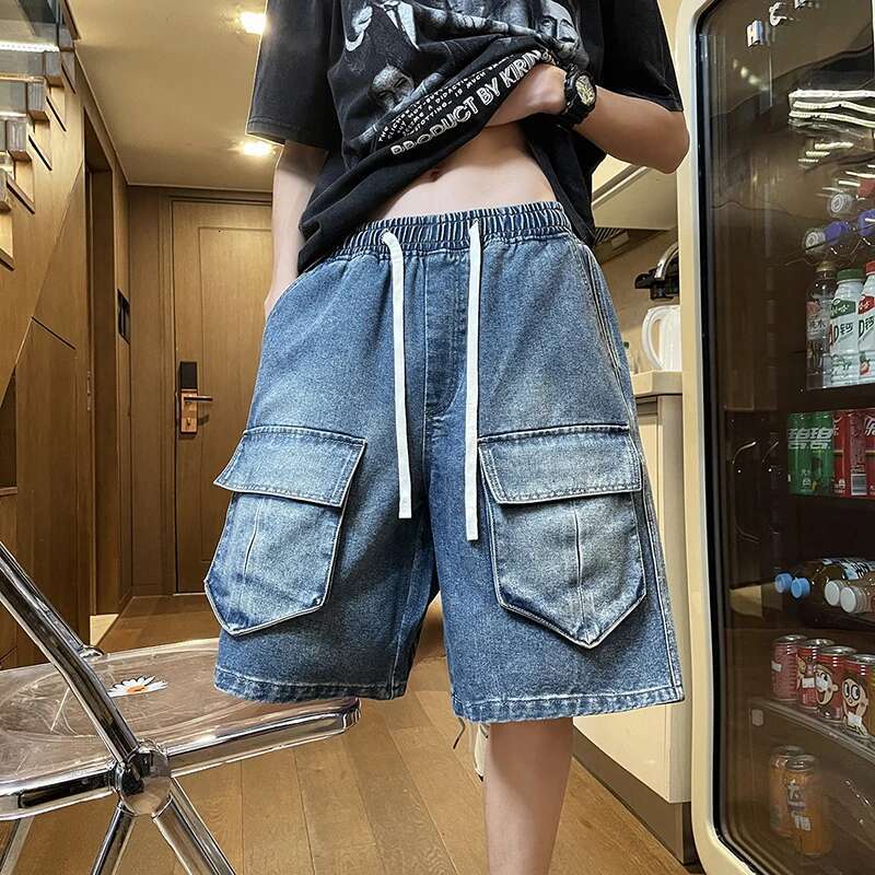 Men's New Multi Pocket Designer Denim Shorts Casual And Fashionable Denim Shorts Outdoor Sports Elastic Washed Straight Leg Work Pants Denim Shor