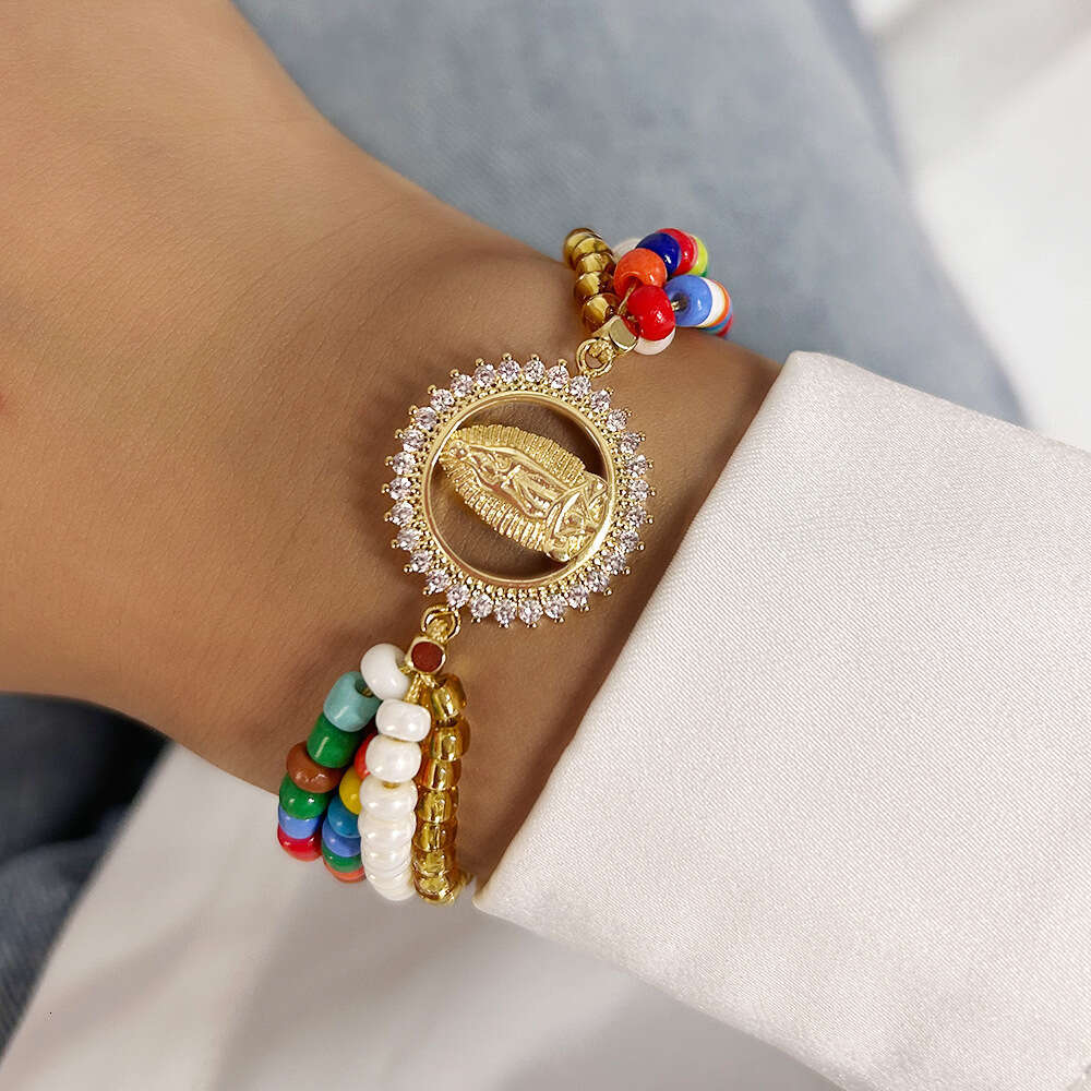 Easter Ins Style Copper Cross Mixed Color Rice Bead Fashion Versatile Women's Bracelet